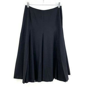 Talbots Petites Black A Line Pleated Wool Skirt Size 6